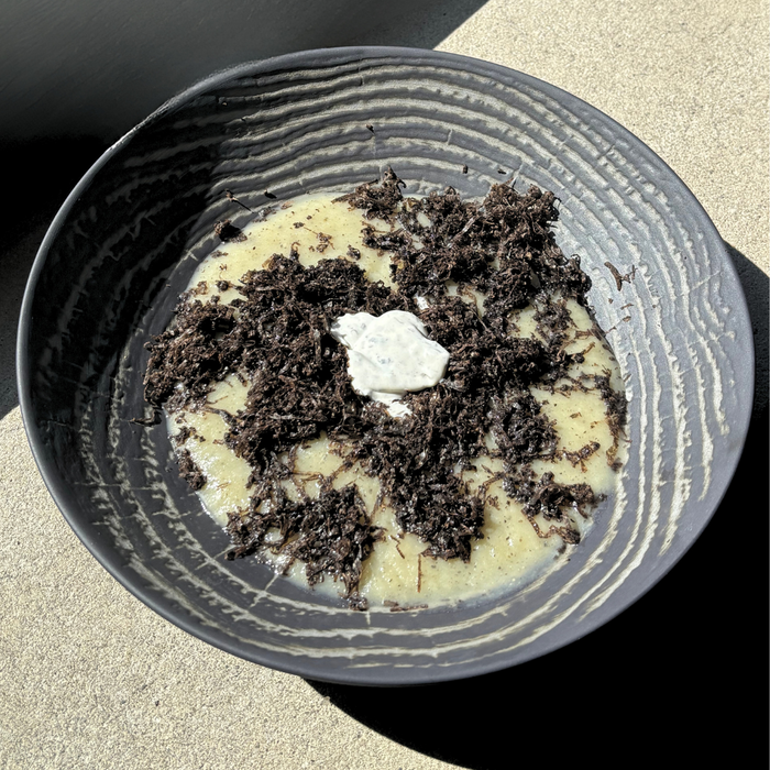 Potato Leek Soup with Black Winter Truffles